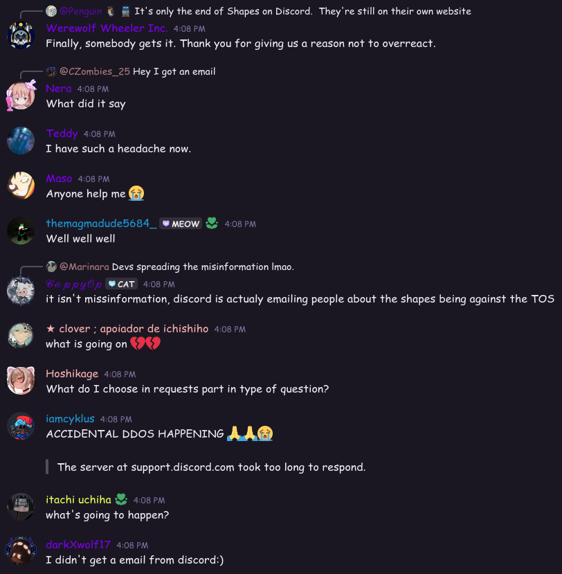 People talking about Discord’s termination of shapes inc bots in General